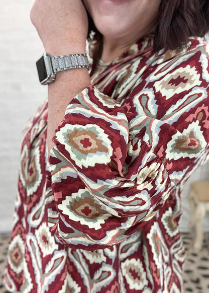 UMGEE Wine Boho Geo Top