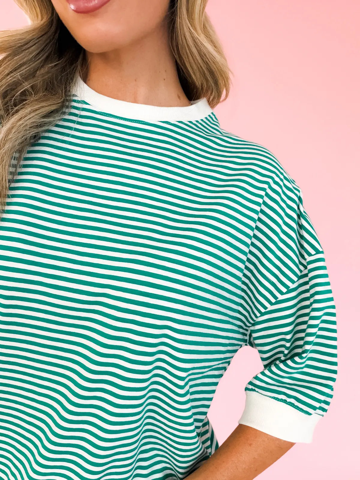 Stripe Contrast Top Green