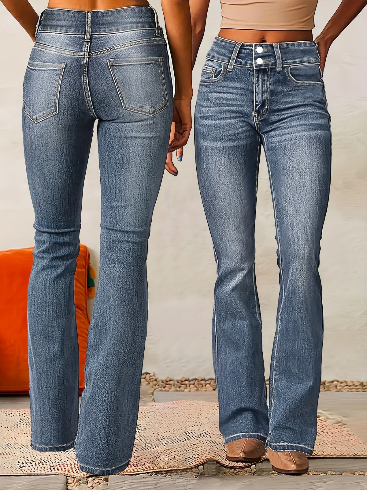 Evarra - Soft-Stretch High-Rise Flared Jeans