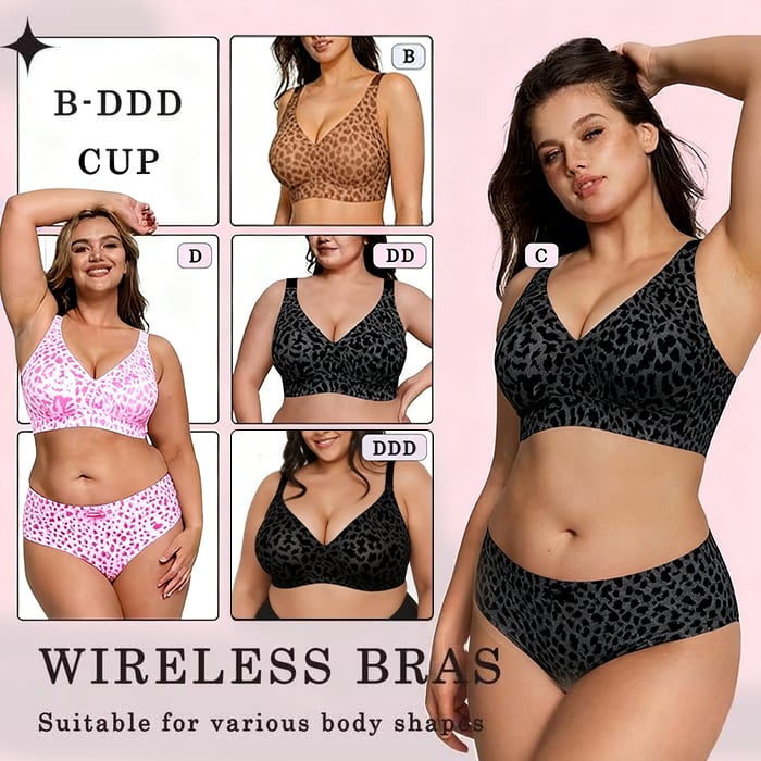 🏆LAST DAY SALE 50% OFF 🔥Super Firming Wirefree Jelly Bra with Leopard Print 👍
