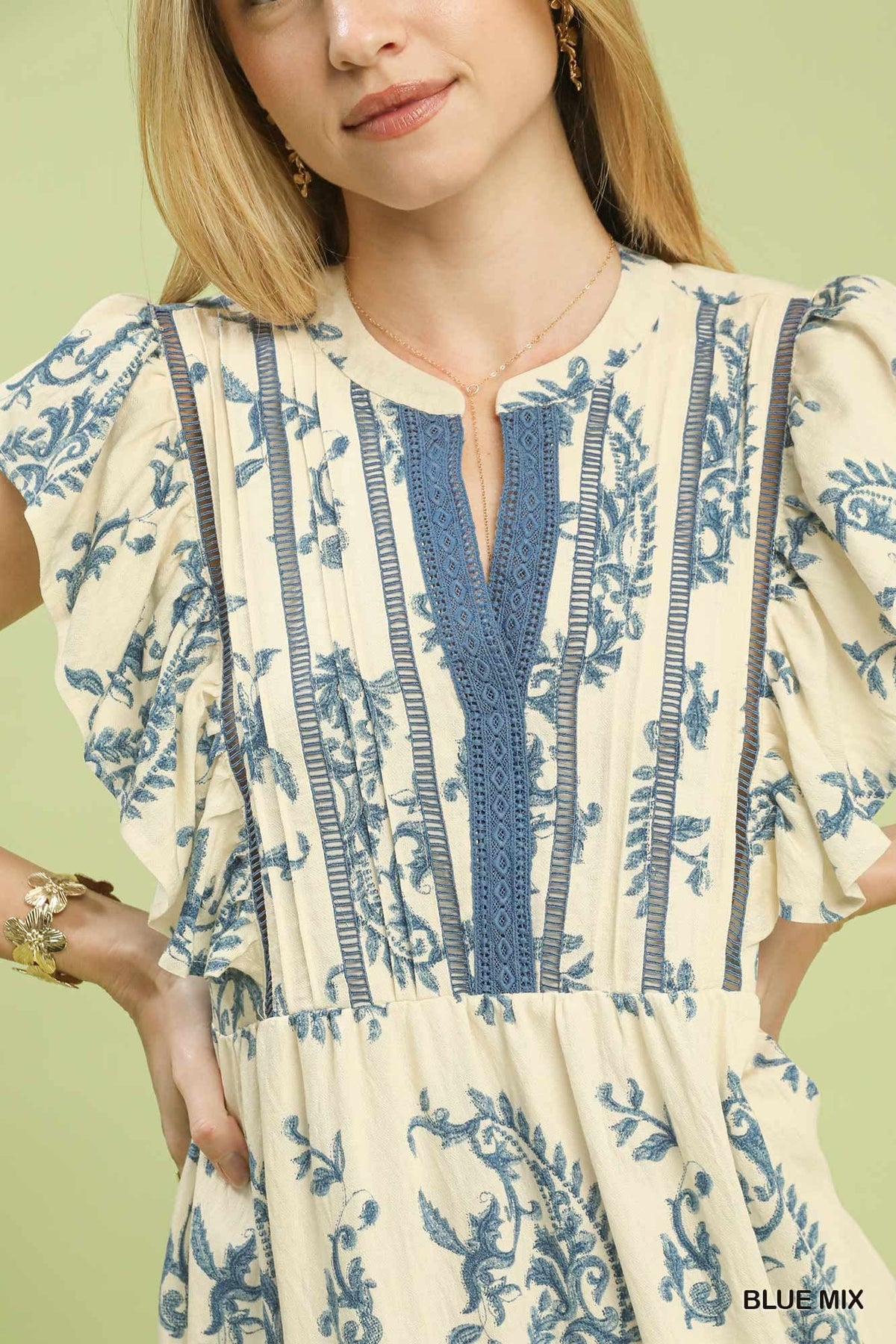 UMGEE Charlotte Paisley Midi Dress Blue Mix