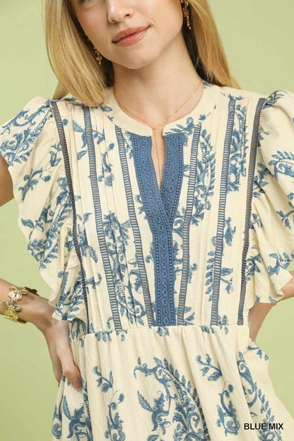 UMGEE Charlotte Paisley Midi Dress Blue Mix