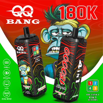 QQ Bang 180000 180K Puffs 4 In 1 Flavors LCD Display Rechargeable Disposable Vape