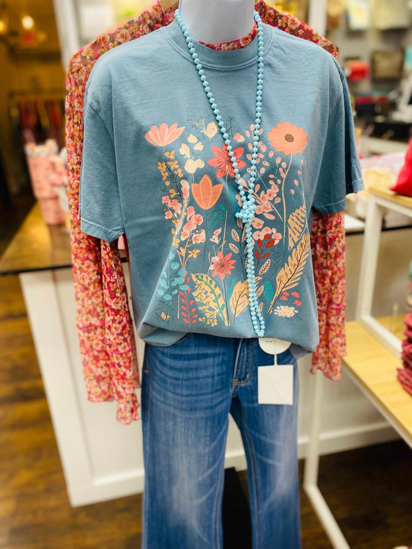 Comfort Colors Ice Blue Field Of Flowers Tee