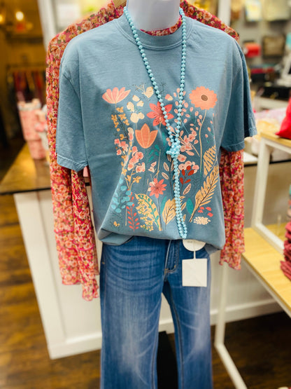 Comfort Colors Ice Blue Field Of Flowers Tee