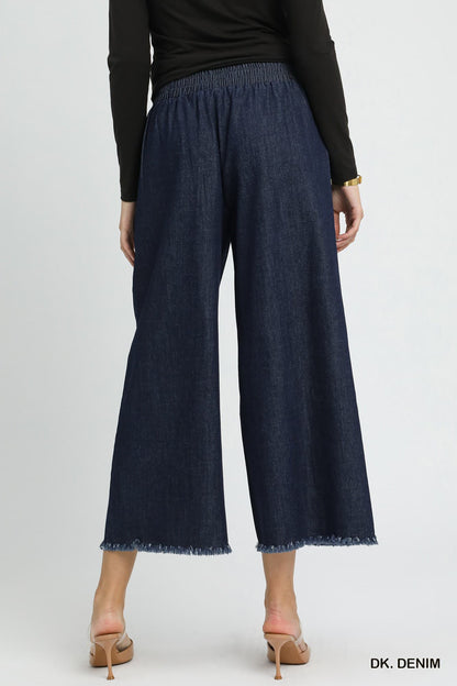 UMGEE Fringe Hem Dark Denim Pant