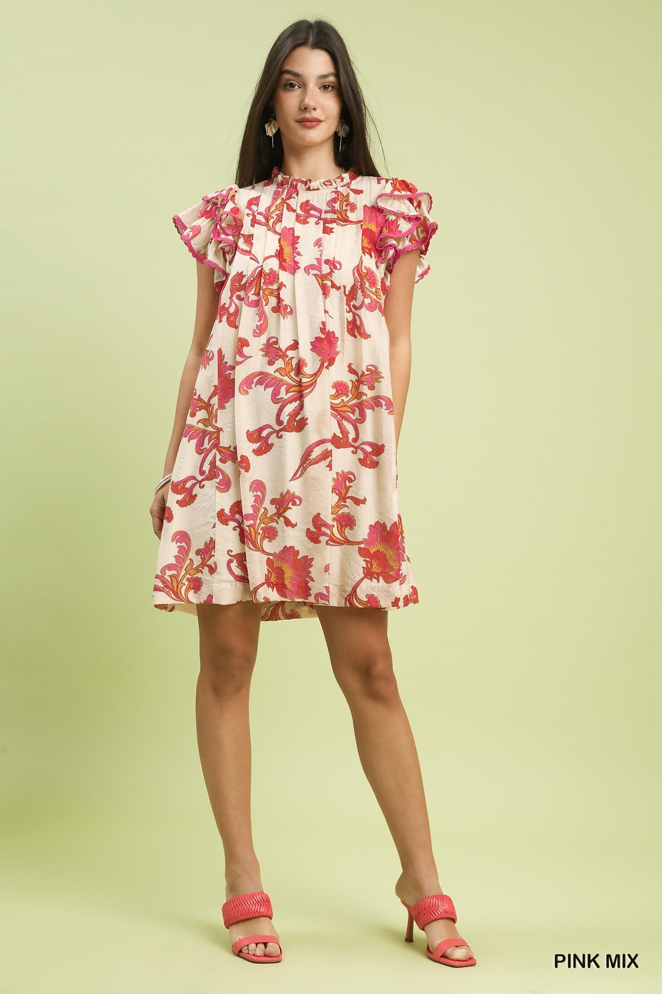 UMGEE Pink Mix Ruffle Sleeve Dress
