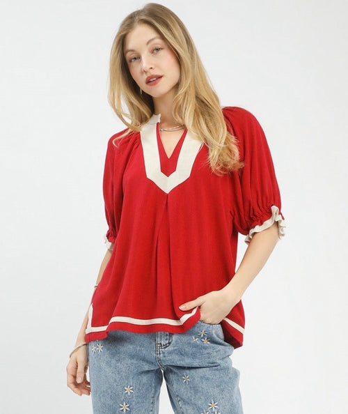 UMGEE Red Contrast Top