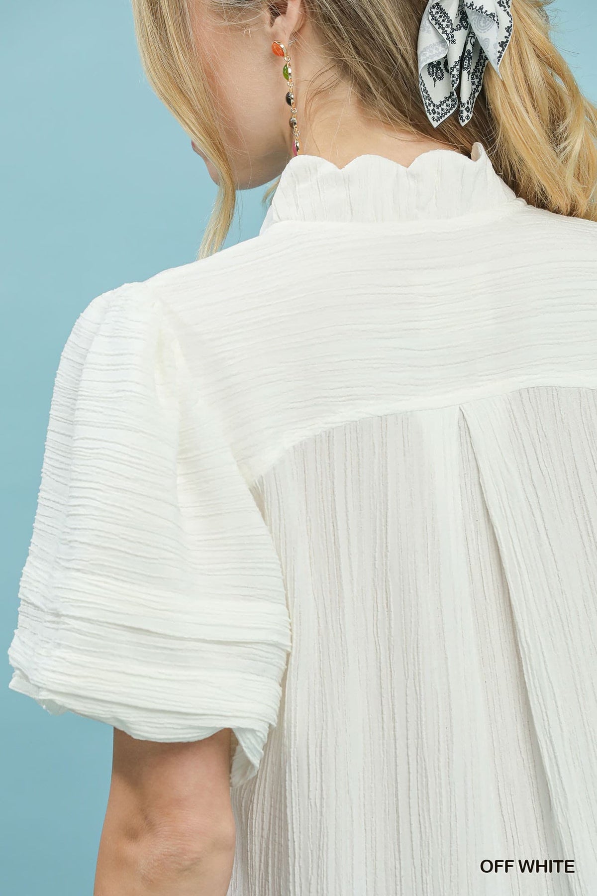 UMGEE Bubble Sleeve Top Off White