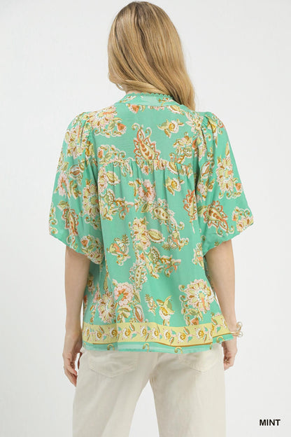 UMGEE Mint Floral Top