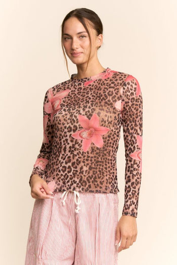 Leopard Floral Mesh Top