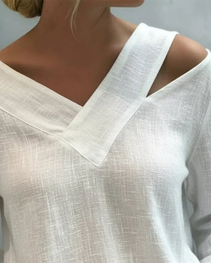 Calira - Soft-Touch V-Neck Off-Shoulder Top