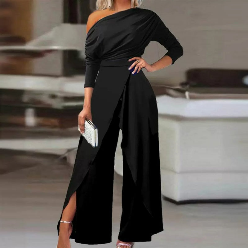 Vivia - One Shoulder Wide Leg Jumpsuit Elegant Fit