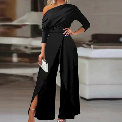 Vivia - One Shoulder Wide Leg Jumpsuit Elegant Fit