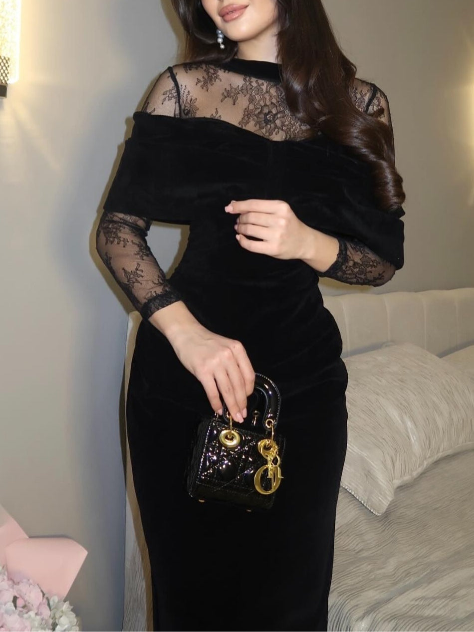 Briony - Off Shoulder Lace Evening Dress