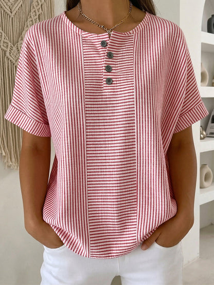 Selvara - Striped Button Blouse