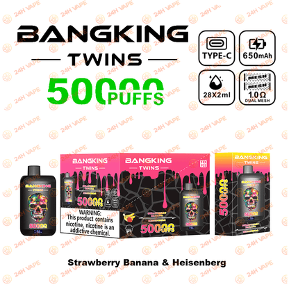 Bang King Twins 50000 50K Puffs 2% 3% 5% Nicotine Double Taste LED Display Disposable Vape