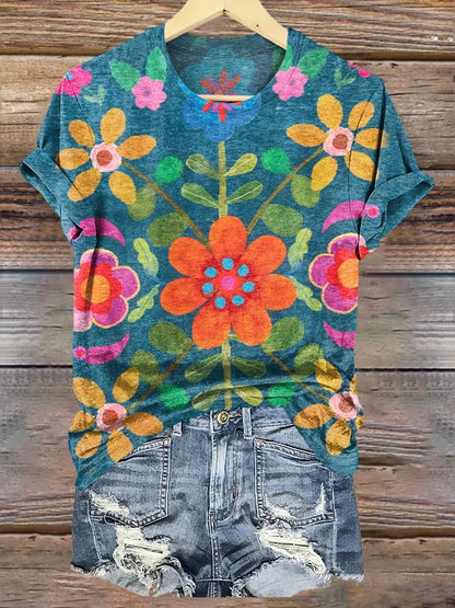 Floral Art Print T-Shirt