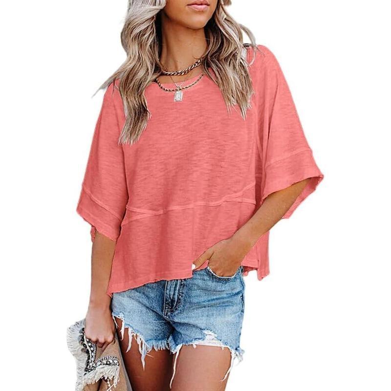 💥Women's Summer Casual Crewneck Batwing Half Sleeve T-Shirts
