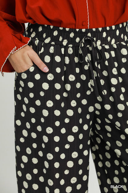 UMGEE Polka Dot Wide Leg Pant Black