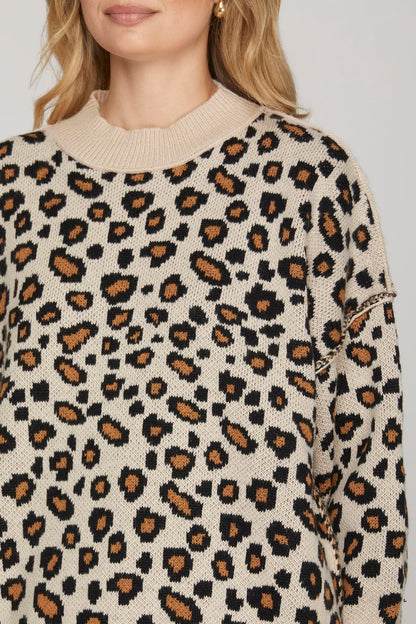 Lauren Leopard Sweater Taupe
