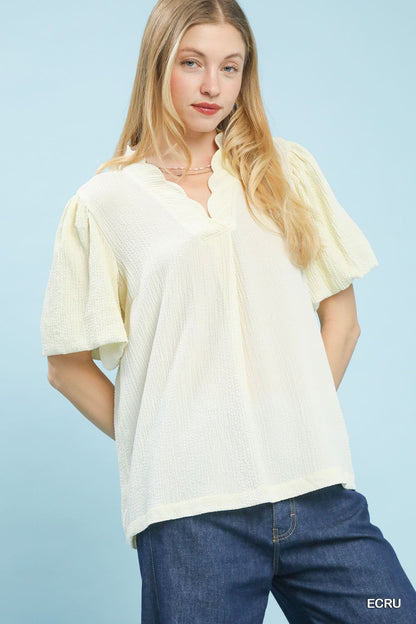 UMGEE Carolina Puff Sleeve Top Ecru