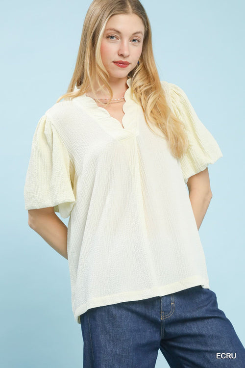 UMGEE Carolina Puff Sleeve Top Ecru