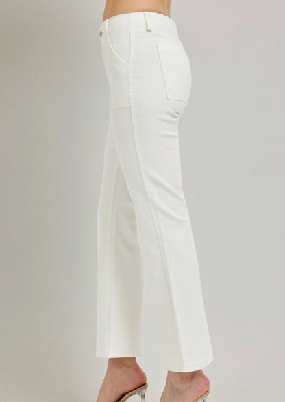 RISEN Hannah White Utility Crop Jean