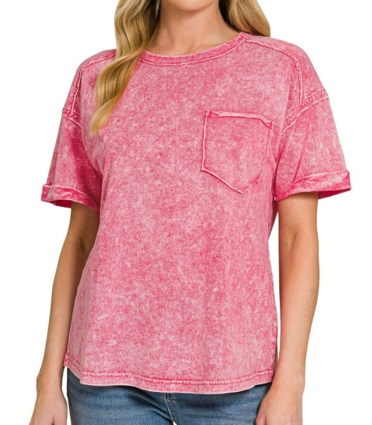 Halo Mineral Washed Pocket Tee Vintage Red