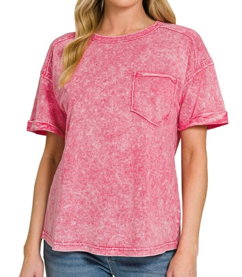 Halo Mineral Washed Pocket Tee Vintage Red