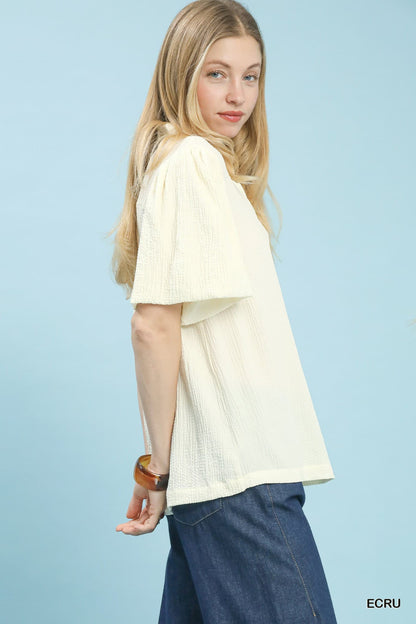 UMGEE Carolina Puff Sleeve Top Ecru