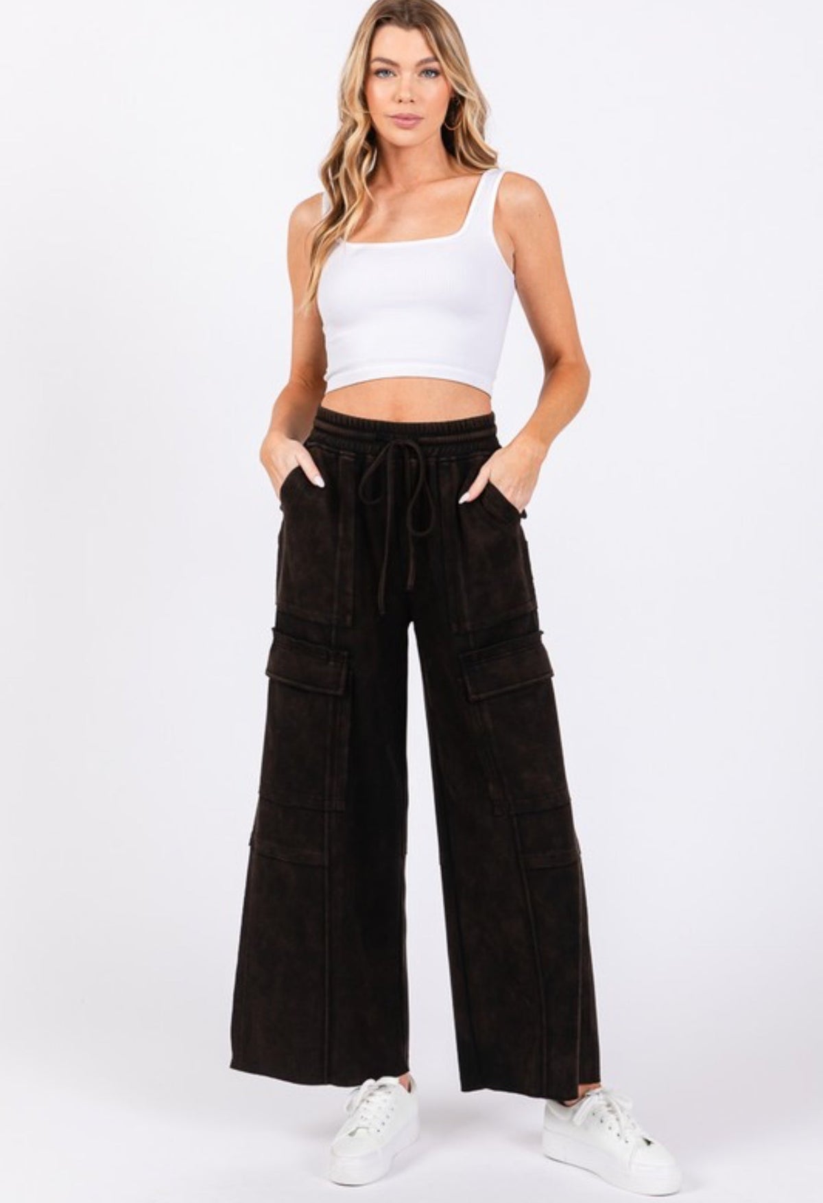 Mineral Washed Cargo Pant Black