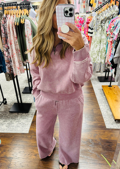 Mineral Wash Full Length Lounge Pant Rose