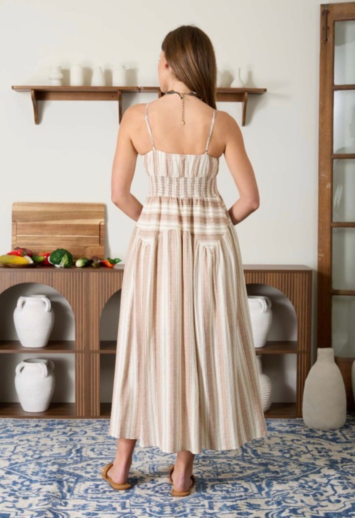 Camille Neutral Tone Dress Cream Taupe