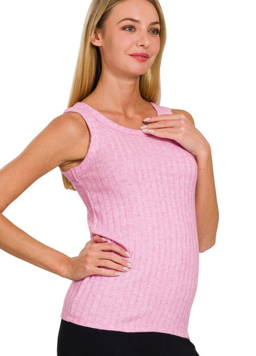 Ribbed Solid Tank Mauve