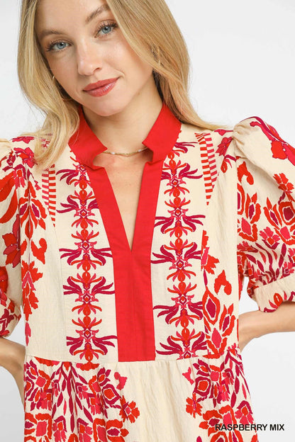 UMGEE Raspberry Floral Print Dress