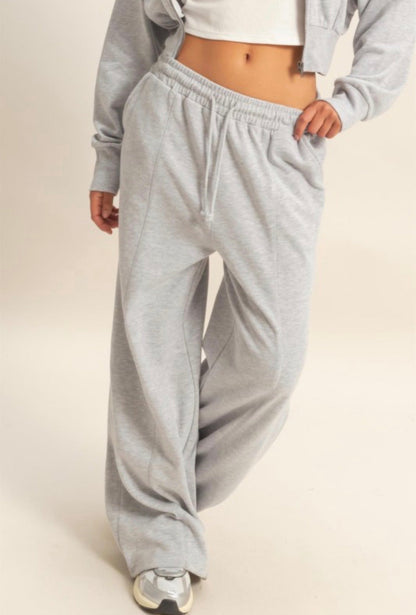 Wide Leg French Terry Pant Grey