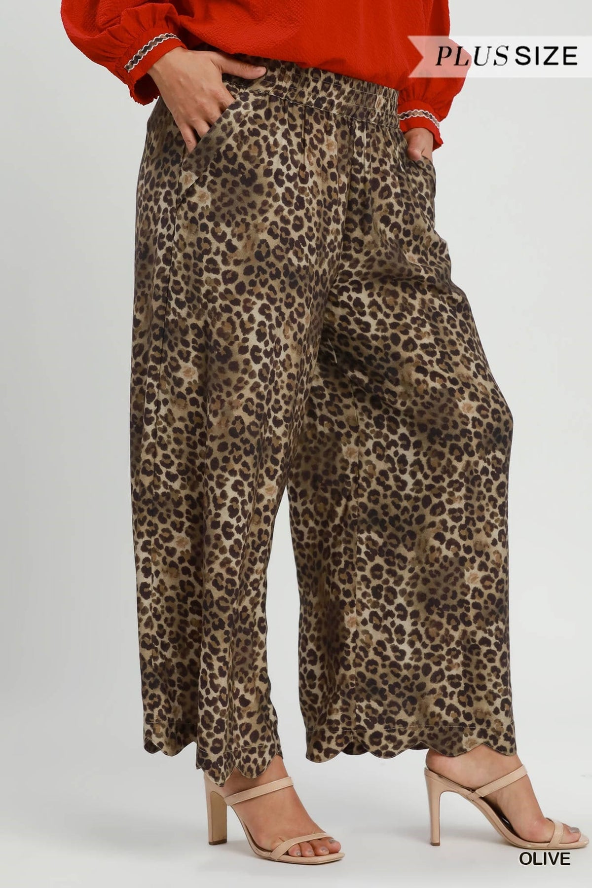 UMGEE Leopard Wide Leg Pant Olive Mix