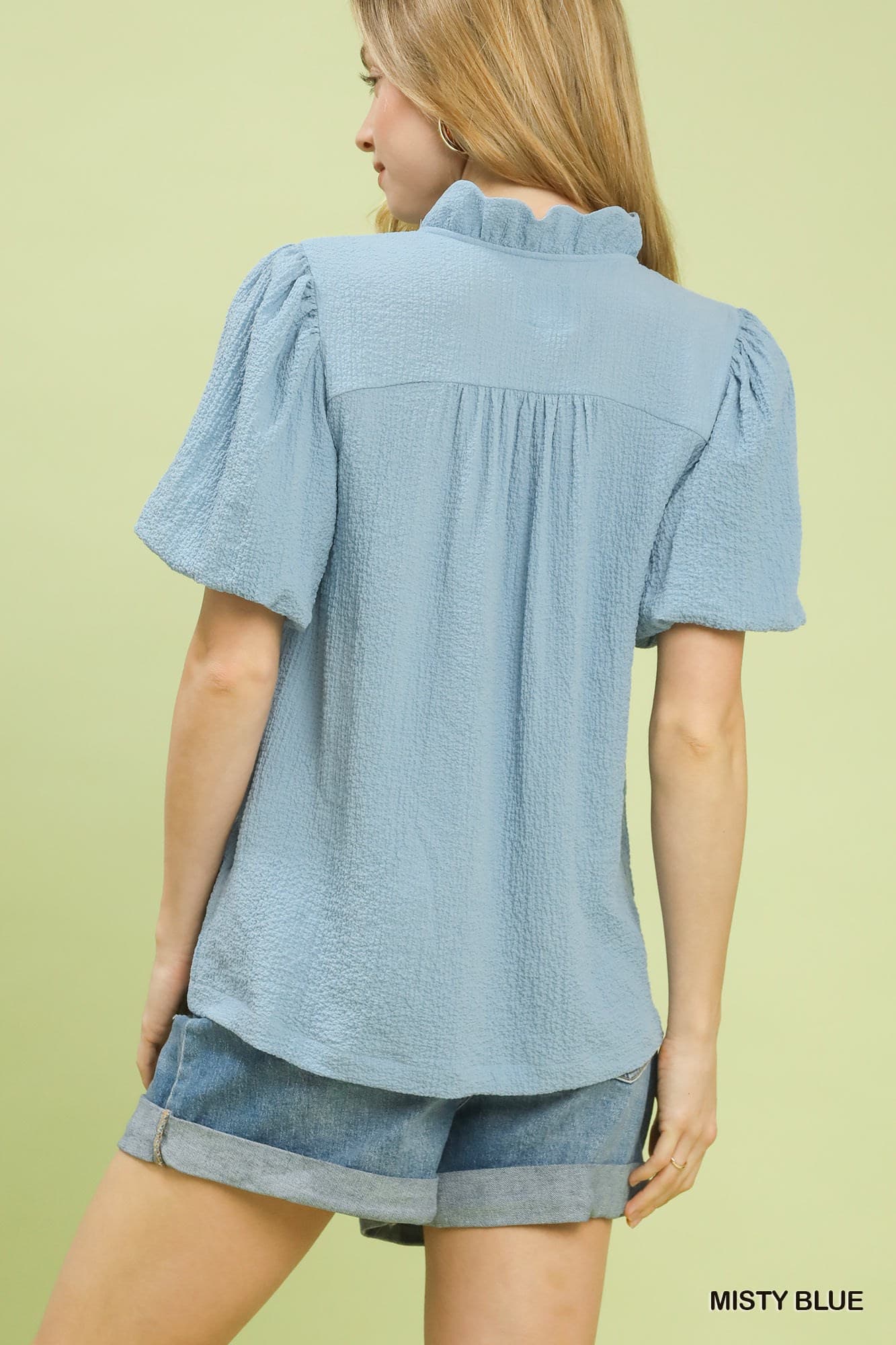 UMGEE Carolina Puff Sleeve Top Misty Blue