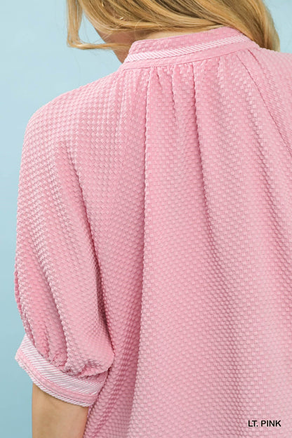 UMGEE Pink Contrast Trim Top