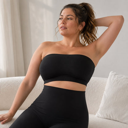 Anti-Slip Grip & Removable Straps✨Convertible Strapless Bandeau Bra with Wireless Comfort👍Suitable for All Body Types