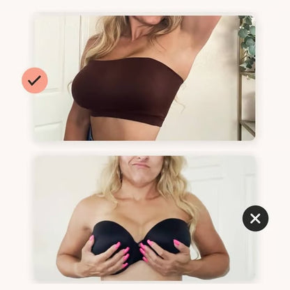 Anti-Slip Grip & Removable Straps✨Convertible Strapless Bandeau Bra with Wireless Comfort👍Suitable for All Body Types