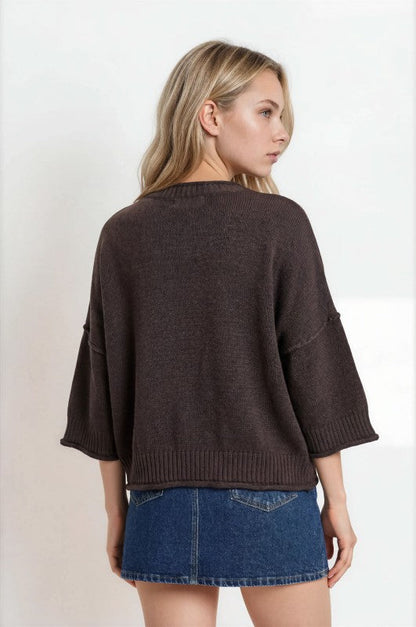 Cameron Knit Pullover Chocolate