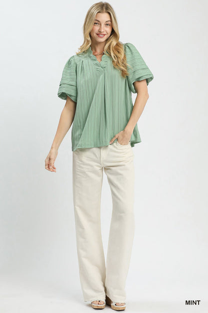 UMGEE Bubble Sleeve Top Mint
