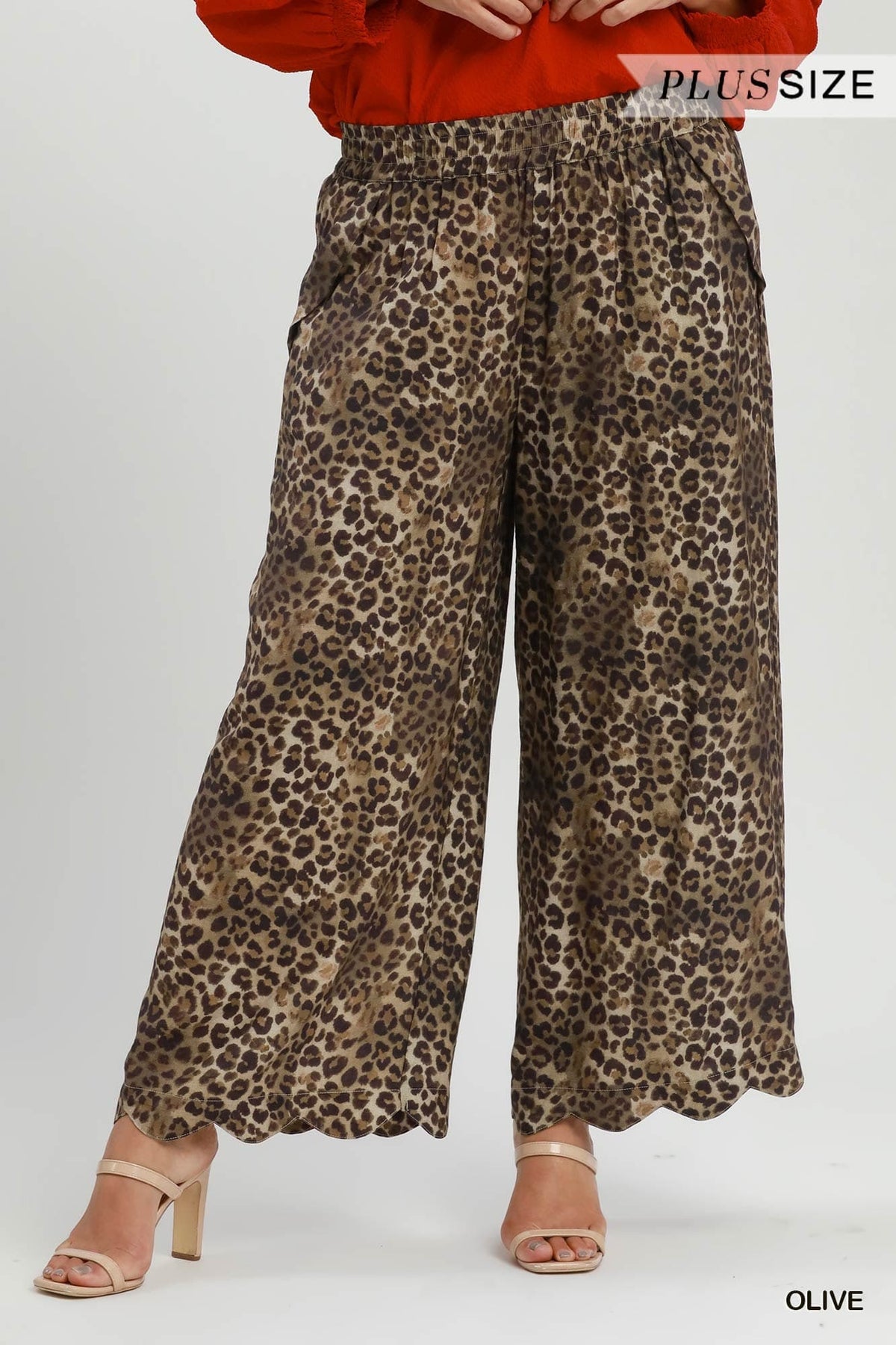 UMGEE Leopard Wide Leg Pant Olive Mix