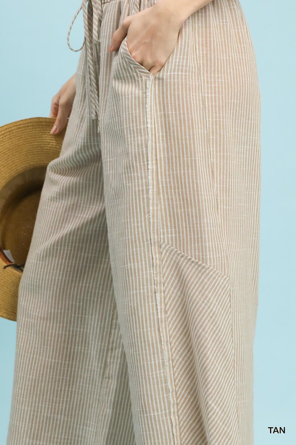 UMGEE Wide Leg Striped Pant Khaki