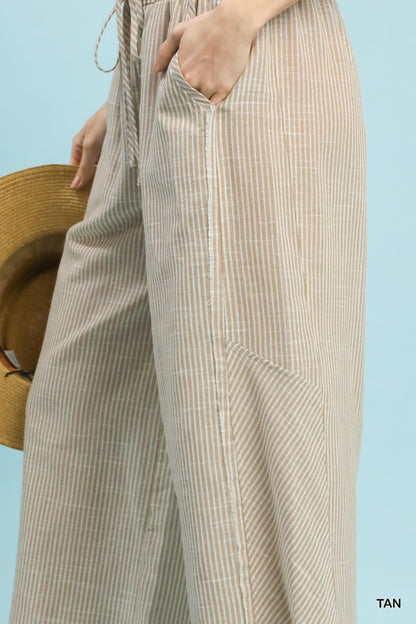 UMGEE Wide Leg Striped Pant Khaki