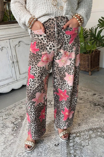 Leopard & Floral Print Pant