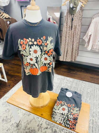 Comfort Colors Fall Floral Pumpkin Tee