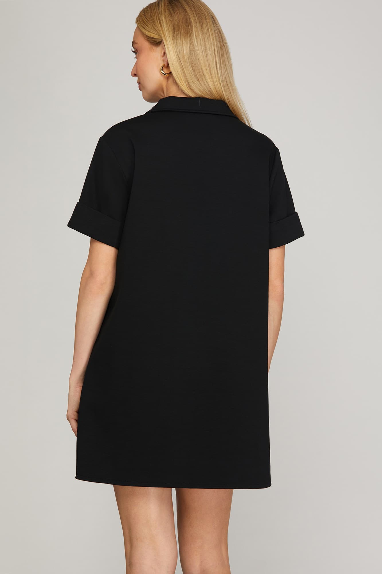 Black Short Sleeve Shift Dress
